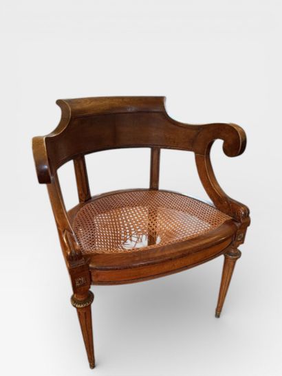 Desk armchair, gondola back, mahogany, baluster...