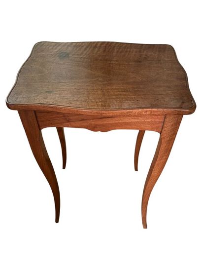 Small walnut side table, rectangular purplish...