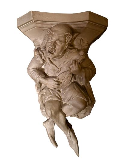 Plaster sconce with troubadour décor. 
Mid-19th...