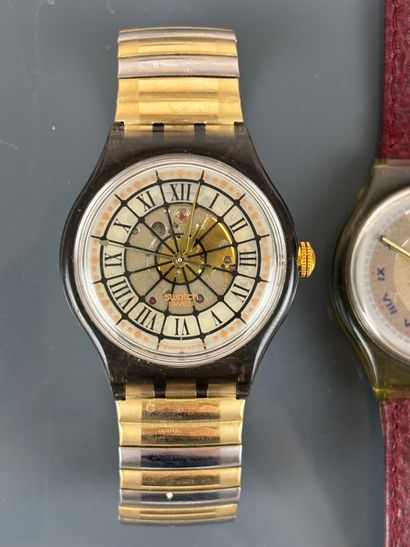 SWATCH
Trois montres bracelets modèles Rubin...