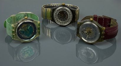SWATCH
Trois montres bracelets modèles Rubin...