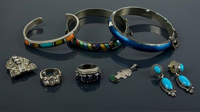 Lot de bijoux en argent 925 et 800°/°° comprenant...
