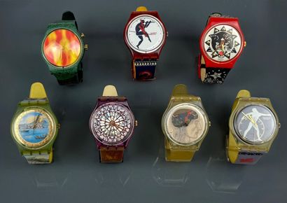 SWATCH
Lot de sept montres quartz comprenant...