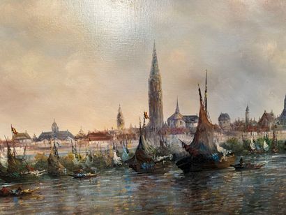 Roch KORDIAN (Né en 1950) 
Paysage hollandais
Huile...