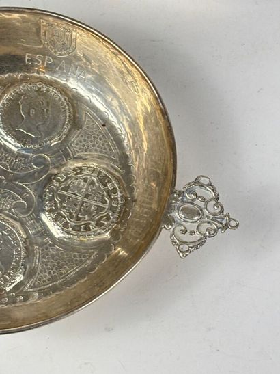 Deux écuelles à oreilles en argent 925 °/°°...