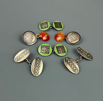 Trois paires de boutons de manchettes en...
