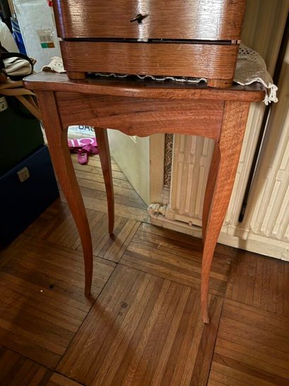 Small walnut side table, rectangular purplish...