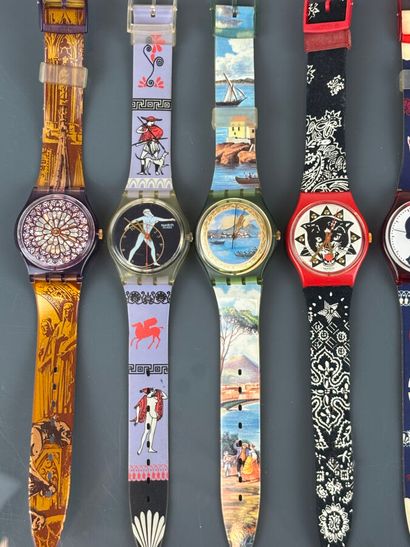 SWATCH
Lot de sept montres quartz comprenant...