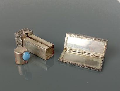 Étui à rouge à lèvre en argent 800°/°°gravé...