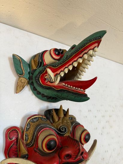 INDONÉSIE
Lot de 6 masques de démons en bois...