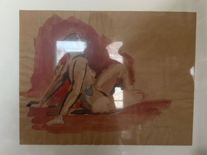 Anita BOUDRY (XXème), 
Nue de dos, 
Gouache...