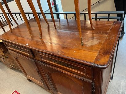 Moulded walnut sideboard, carved with rosette,...