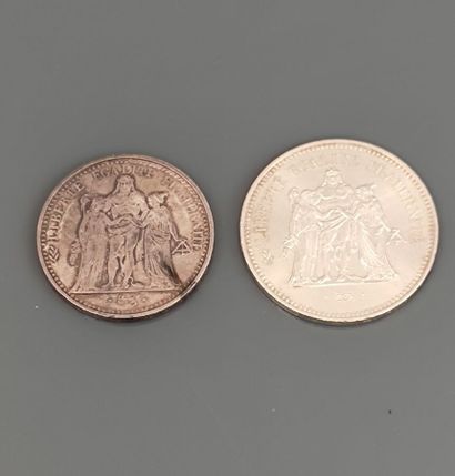 FRANCE
Vingt 5 francs argent semeuse, années...