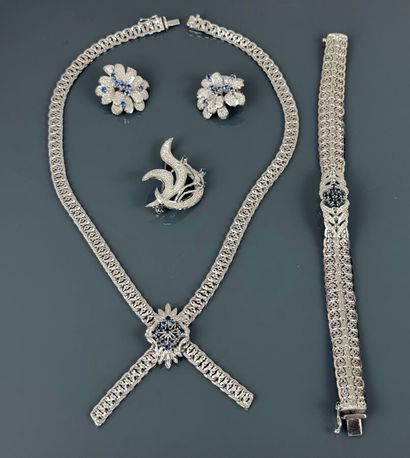 Deux parures en argent 800 °/°° comprenant...