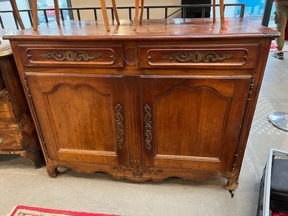 Moulded walnut sideboard, carved with rosette,...