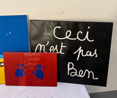 Lot de sept pièces encadrées dont :
ÉCOLE...