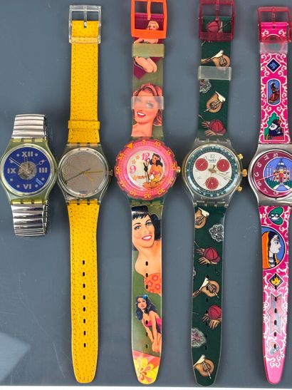 SWATCH
Lot de neuf montres quartz comprenant...