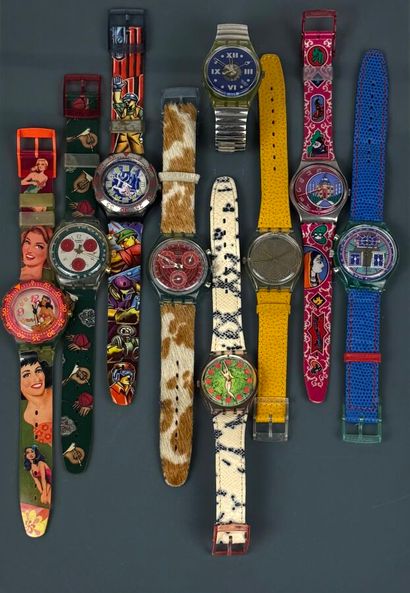 SWATCH
Lot de neuf montres quartz comprenant...