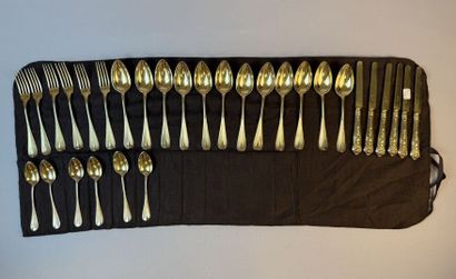 Six dessert forks, six spoons, and six teaspoons...
