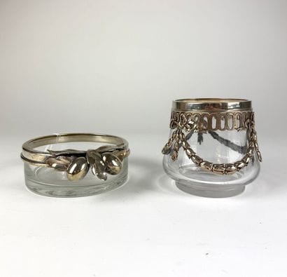 Glass candy dish with an openwork 925°/°°...