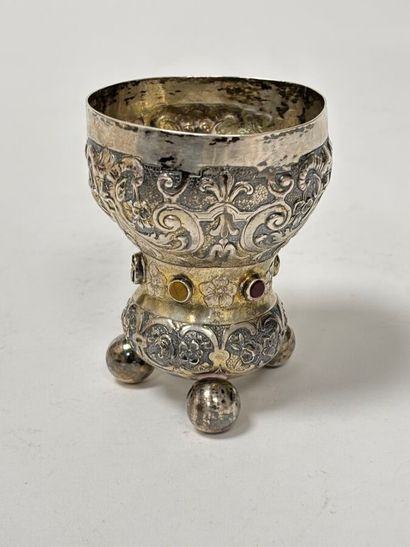 800°/°° silver chalice, partially vermeil,...
