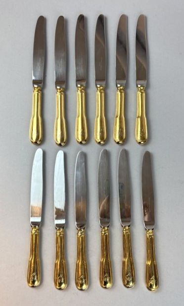 CHRISTOFLE 
12 filet knives with 925°/°°...