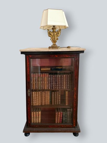 Counter-height display cabinet with tortoiseshell...