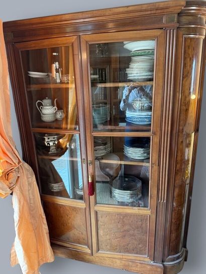 Pair of flamed mahogany bookcases with two...