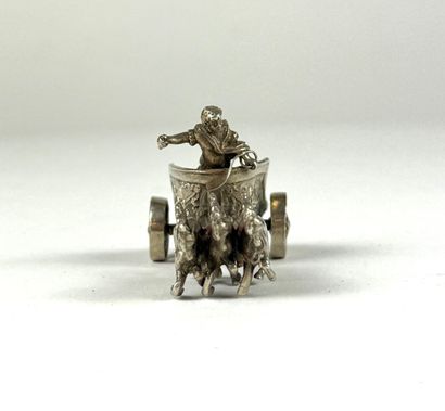 Roman chariot drawn by three horses, made...