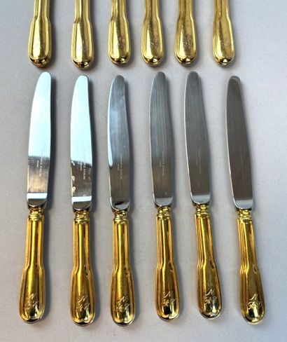 CHRISTOFLE 
12 filet knives with 925°/°°...