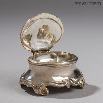 Saleron en argent 950°/°° de forme rocaille,...