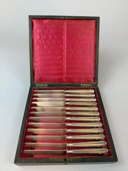 Twelve dessert knives, with 950°/°° silver...