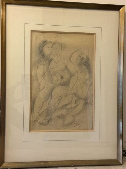 Alfréd RÉTH (1884-1966) 
Trois femmes, 
Dessin...