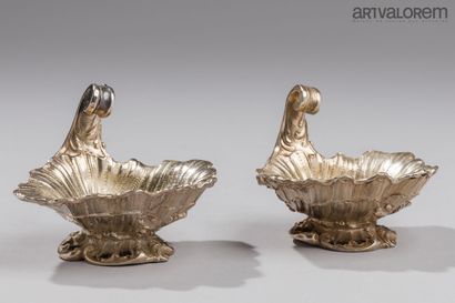 CARDEILLAC Paris
Pair of 950°/°° silver shell-shaped...