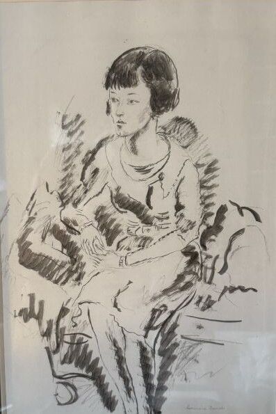 Hermine DAVID (1886-1970) 
Femme assise
Plume...