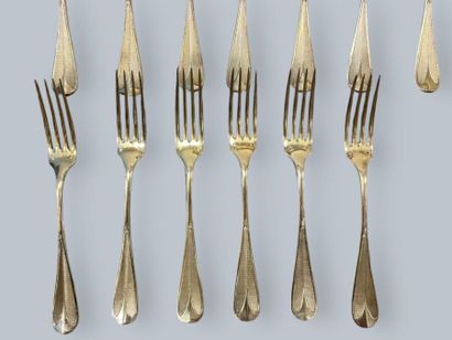 Six dessert forks, six spoons, and six teaspoons...