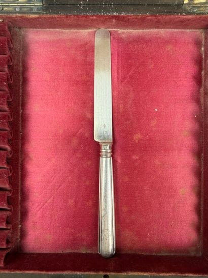 Twelve dessert knives, with 950°/°° silver...