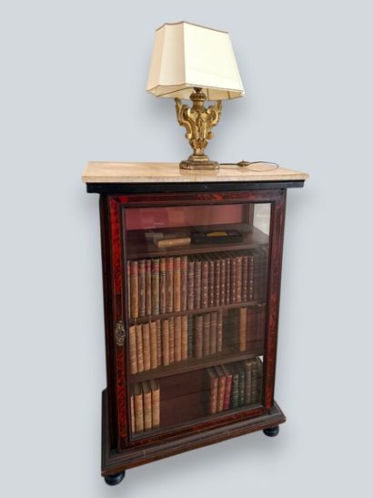 Counter-height display cabinet with tortoiseshell...