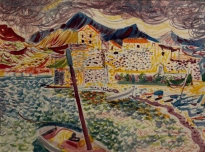 André DELFAU (1914 - 2000) 
Vue de Collioure,...
