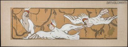 Louis CHAMBRELLENT (XIXe-XXe)
Trois perruches
Aquarelle...