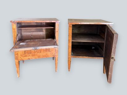 Side table in veneer, inlaid with a foliage...