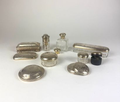 Pieces from various 925°/°° silver and glass...