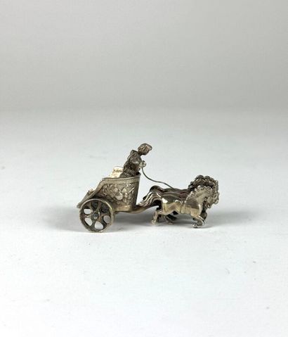 Roman chariot drawn by three horses, made...