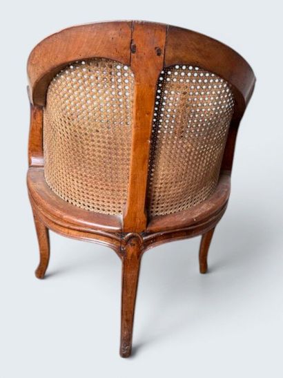 Fauteuil de bureau canné en bois naturel...