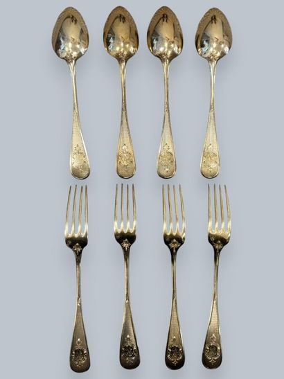 Six dessert forks, six spoons, and six teaspoons...