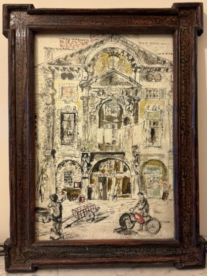 Philippe JULLIAN (1919-1977) 
Scène de rue...