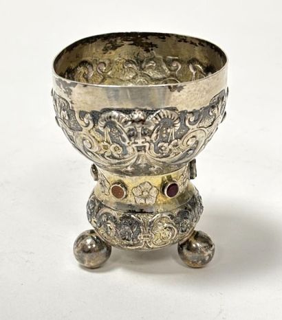 800°/°° silver chalice, partially vermeil,...