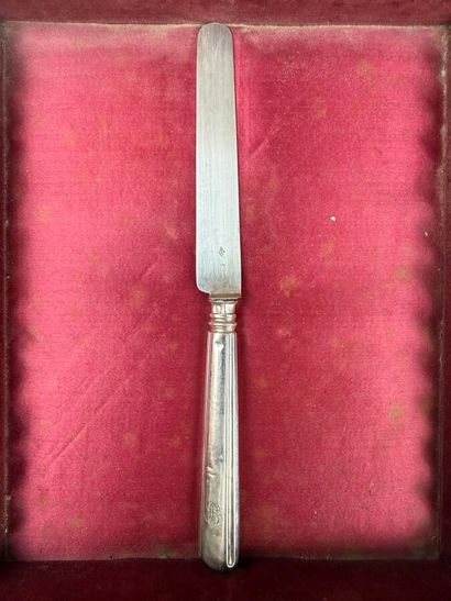 Twelve dessert knives, with 950°/°° silver...