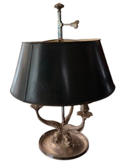 Lampe bouillotte en métal argenté, le fut...