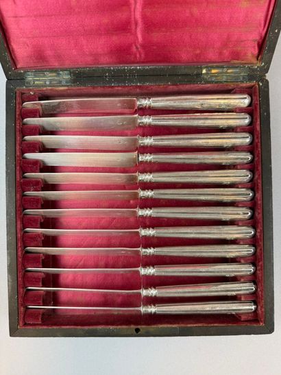 Twelve dessert knives, with 950°/°° silver...
